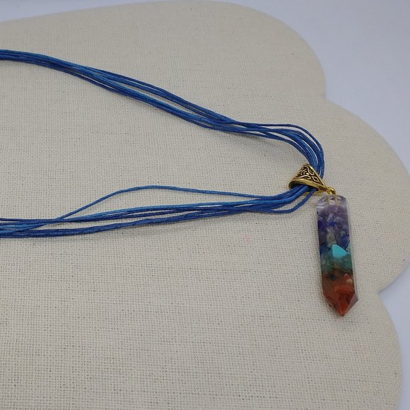 Energy Quartz point pendant necklace with Seven Chakra stones for Men or Women - Picture 13 of 13